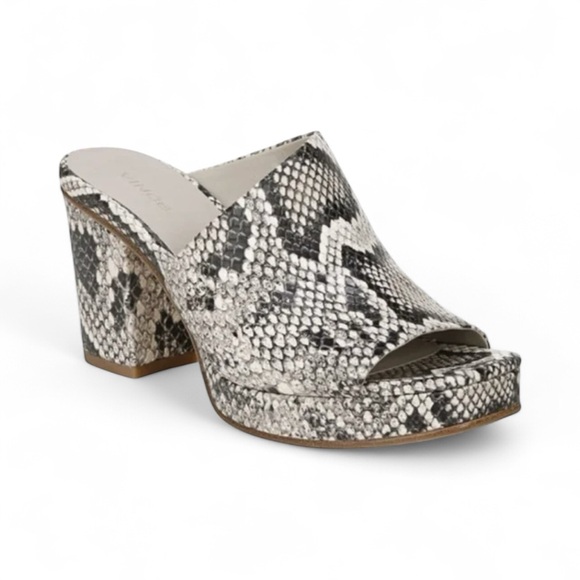 Vince Gray and Black Mules with Snakeskin Pattern - Picture 1 of 8